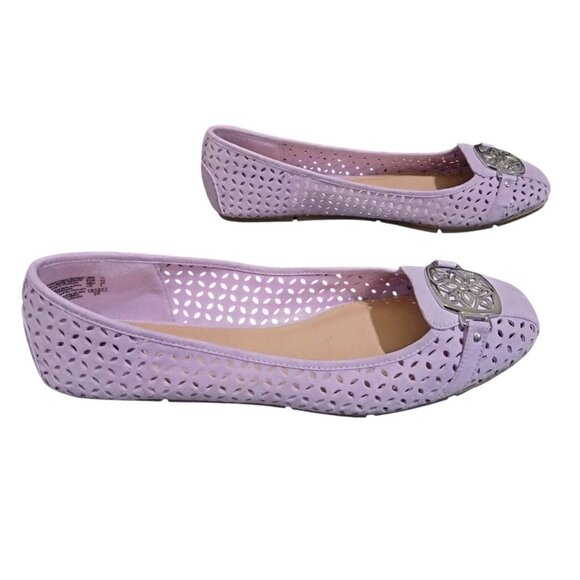 Christian Siriano Size 11 Flats Womens Lavender Laser-Cut Silver Buckle Detail - Picture 7 of 8